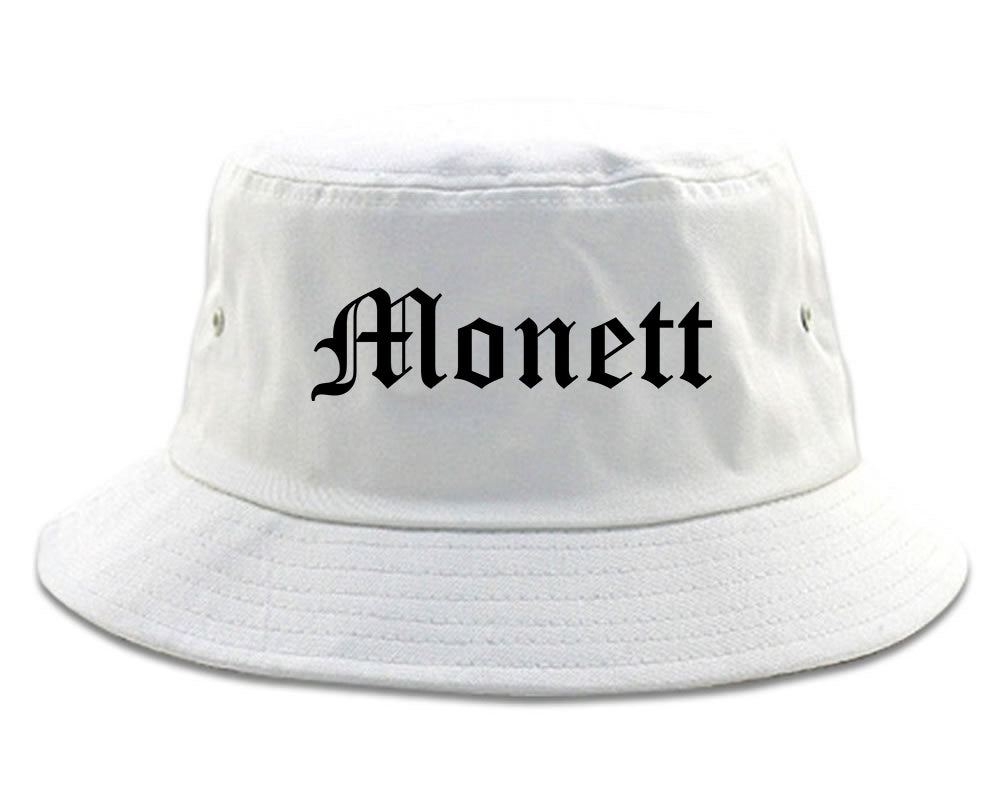 Monett Missouri MO Old English Mens Bucket Hat White