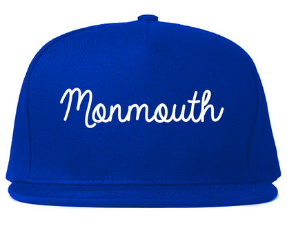 Monmouth Illinois IL Script Mens Snapback Hat Royal Blue