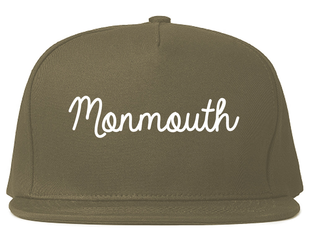 Monmouth Oregon OR Script Mens Snapback Hat Grey