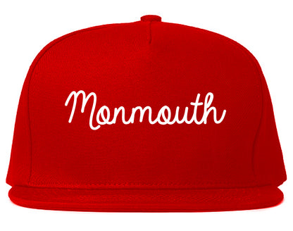 Monmouth Oregon OR Script Mens Snapback Hat Red