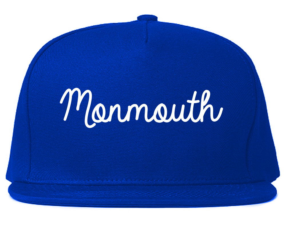 Monmouth Oregon OR Script Mens Snapback Hat Royal Blue