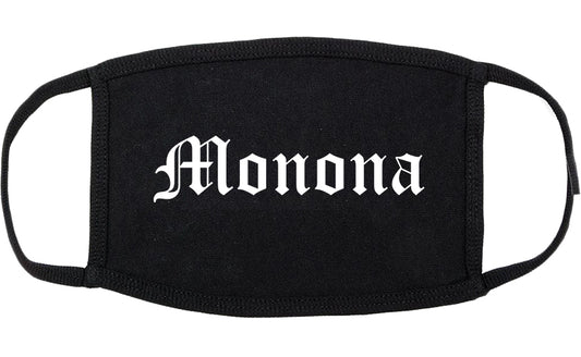 Monona Wisconsin WI Old English Cotton Face Mask Black
