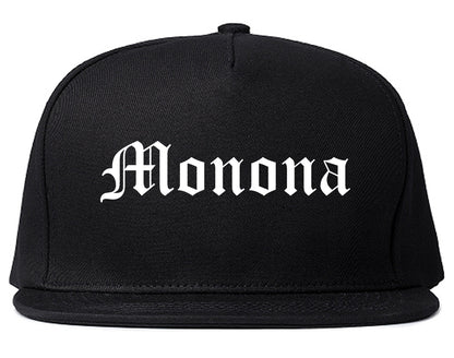Monona Wisconsin WI Old English Mens Snapback Hat Black
