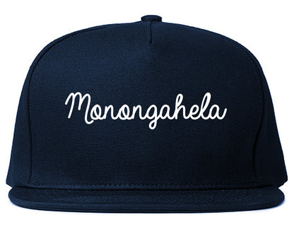 Monongahela Pennsylvania PA Script Mens Snapback Hat Navy Blue