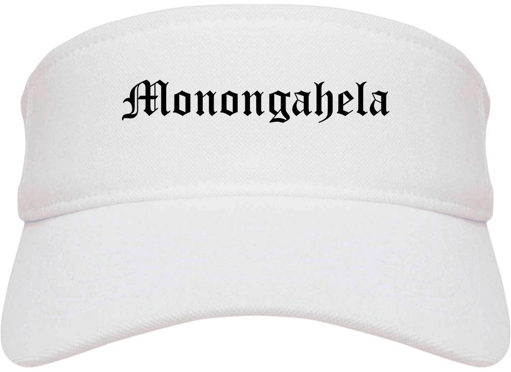 Monongahela Pennsylvania PA Old English Mens Visor Cap Hat White