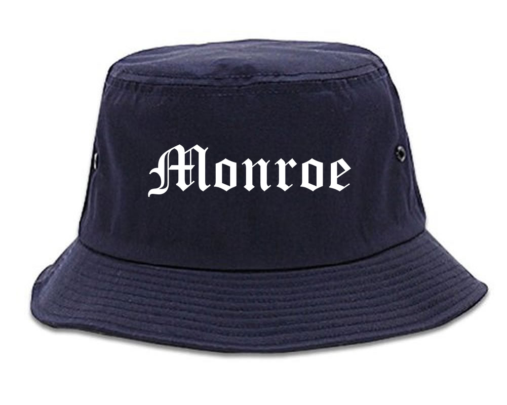 Monroe Georgia GA Old English Mens Bucket Hat Navy Blue
