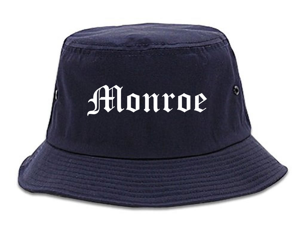 Monroe Michigan MI Old English Mens Bucket Hat Navy Blue