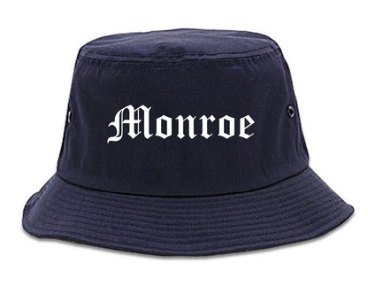 Monroe Michigan MI Old English Mens Bucket Hat Navy Blue