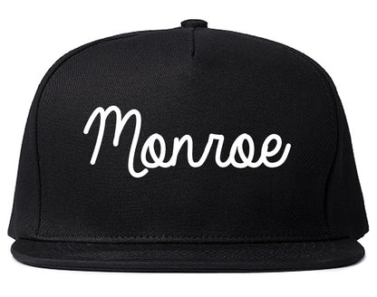 Monroe Michigan MI Script Mens Snapback Hat Black