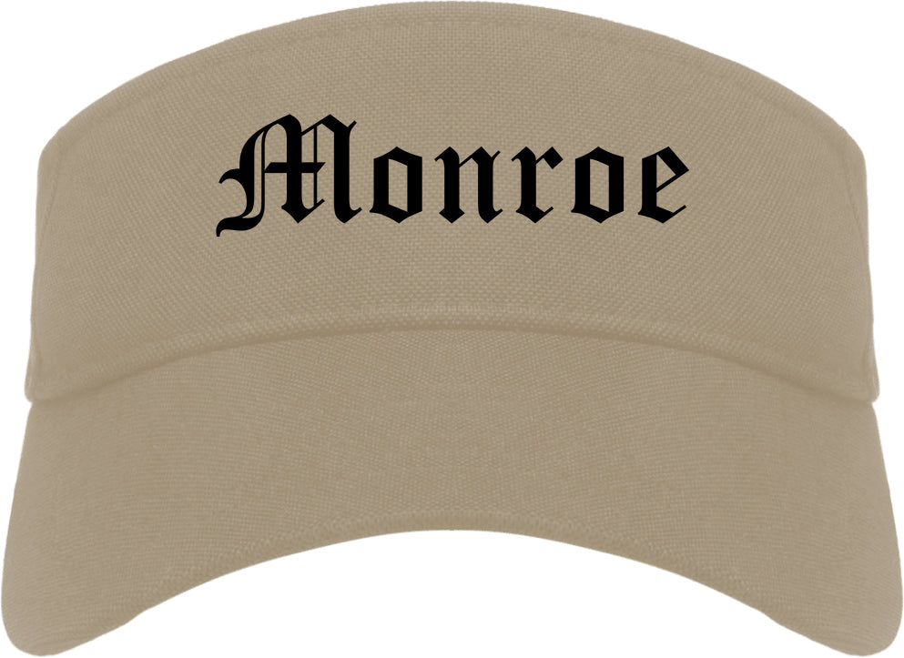 Monroe Michigan MI Old English Mens Visor Cap Hat Khaki