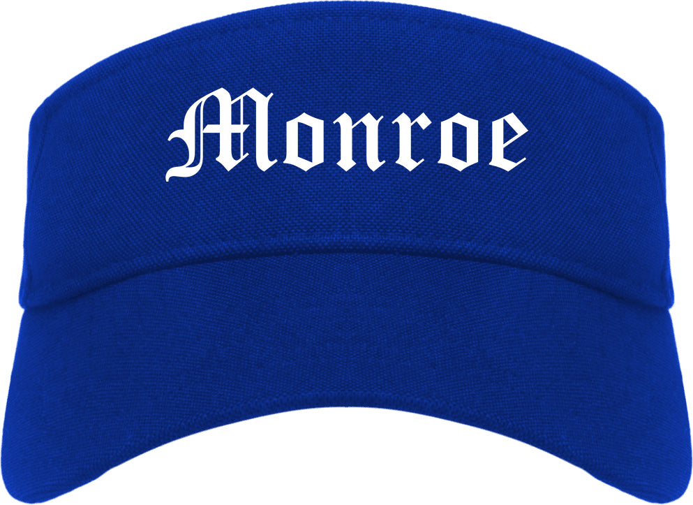 Monroe Michigan MI Old English Mens Visor Cap Hat Royal Blue