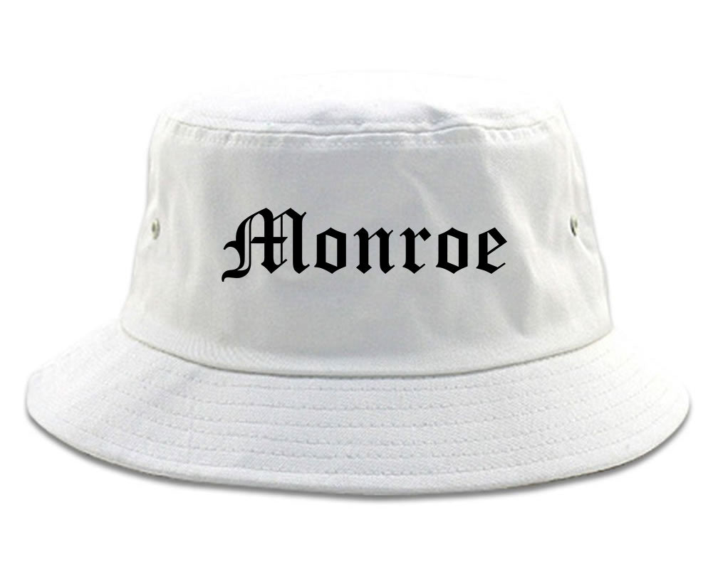 Monroe Michigan MI Old English Mens Bucket Hat White