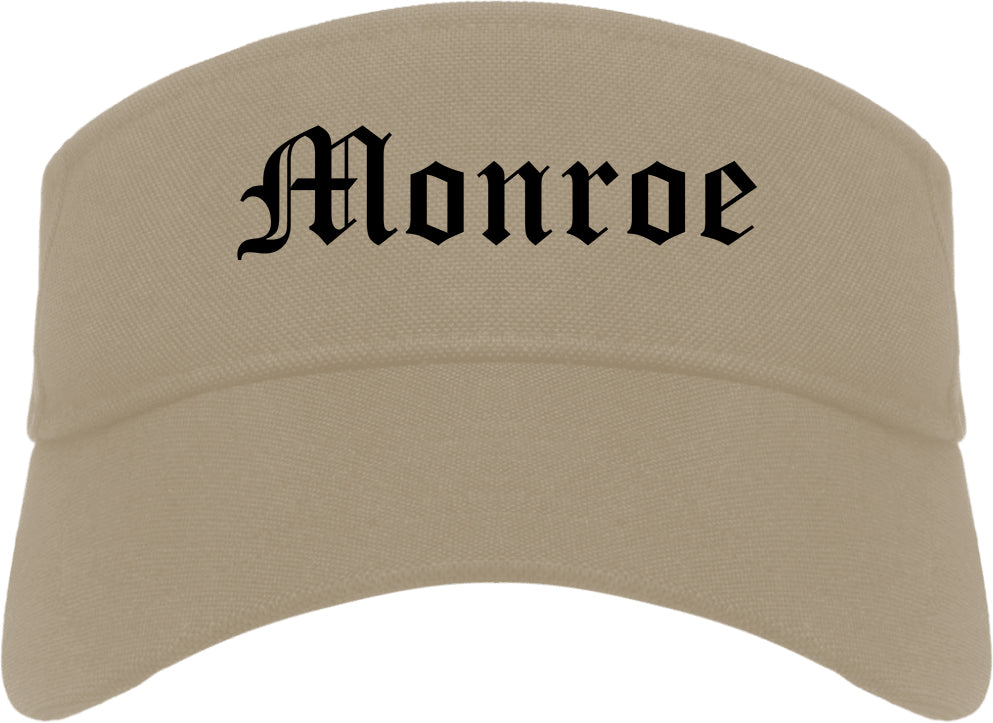 Monroe New York NY Old English Mens Visor Cap Hat Khaki
