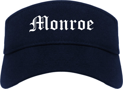 Monroe New York NY Old English Mens Visor Cap Hat Navy Blue