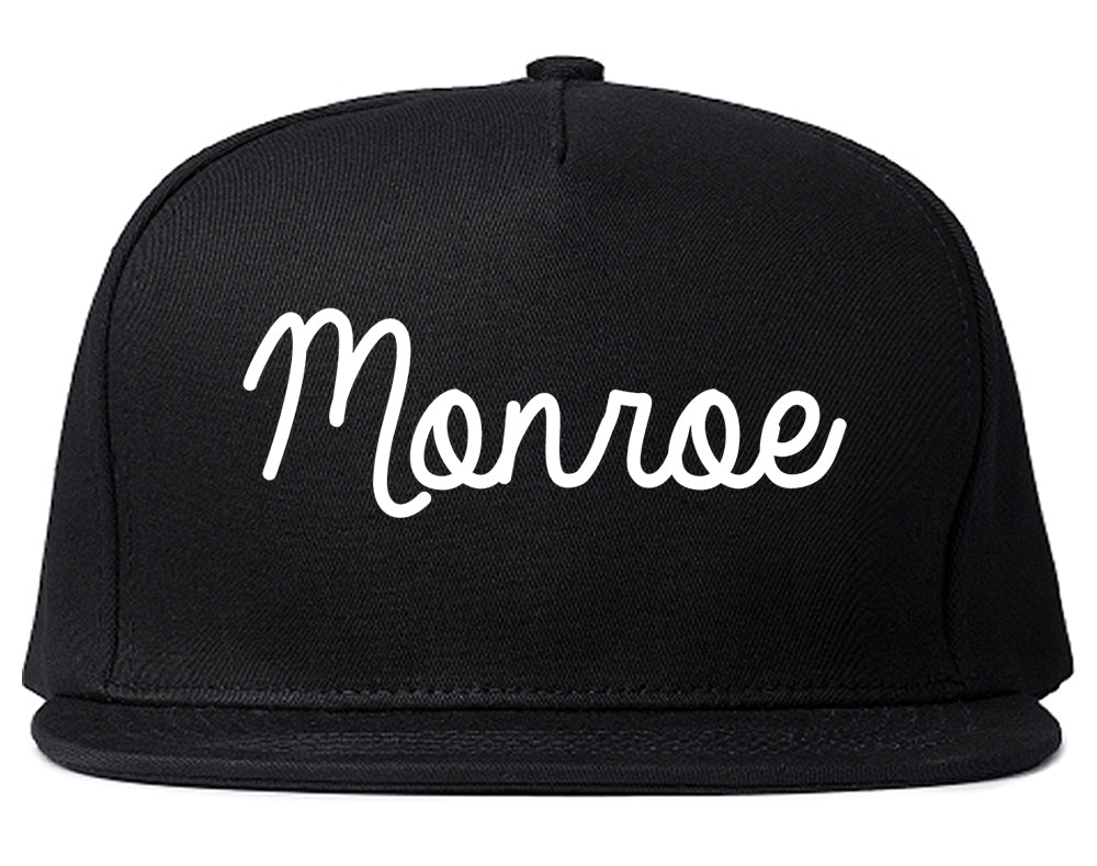 Monroe North Carolina NC Script Mens Snapback Hat Black