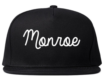 Monroe Ohio OH Script Mens Snapback Hat Black