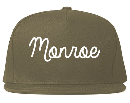 Monroe Ohio OH Script Mens Snapback Hat Grey