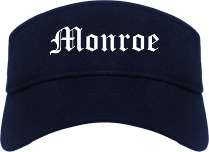 Monroe Ohio OH Old English Mens Visor Cap Hat Navy Blue