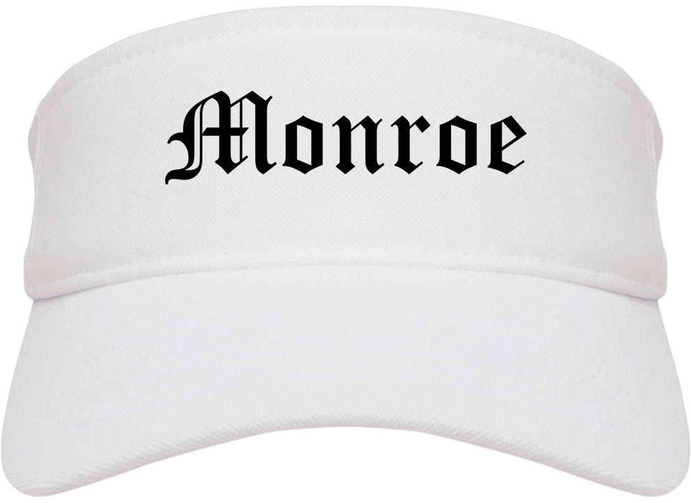 Monroe Ohio OH Old English Mens Visor Cap Hat White
