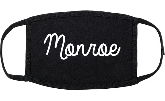 Monroe Wisconsin WI Script Cotton Face Mask Black