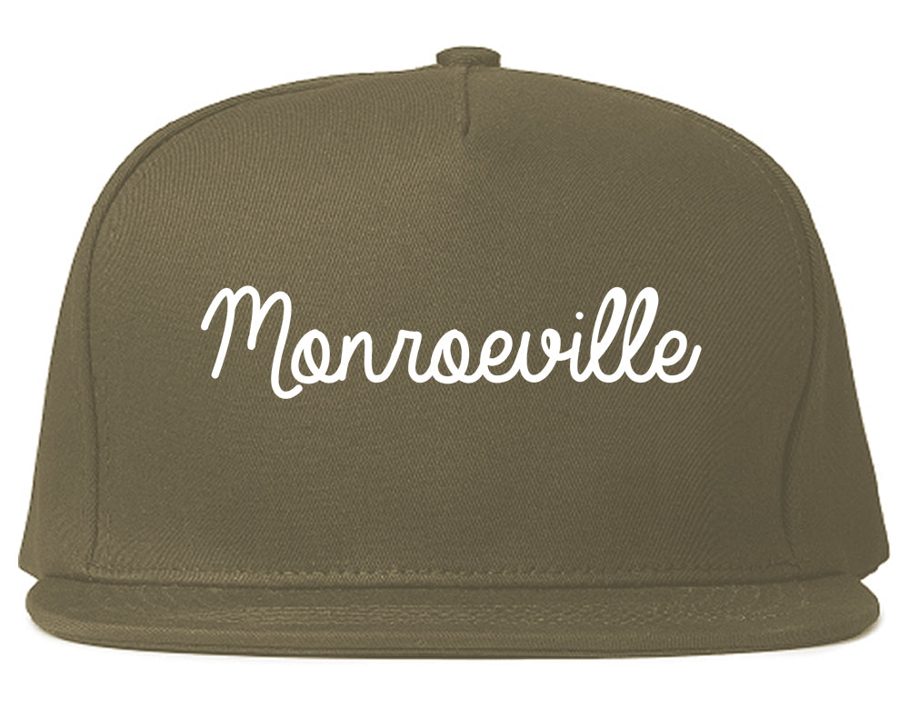 Monroeville Alabama AL Script Mens Snapback Hat Grey