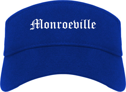 Monroeville Alabama AL Old English Mens Visor Cap Hat Royal Blue