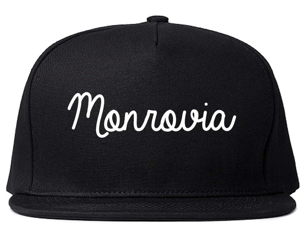 Monrovia California CA Script Mens Snapback Hat Black