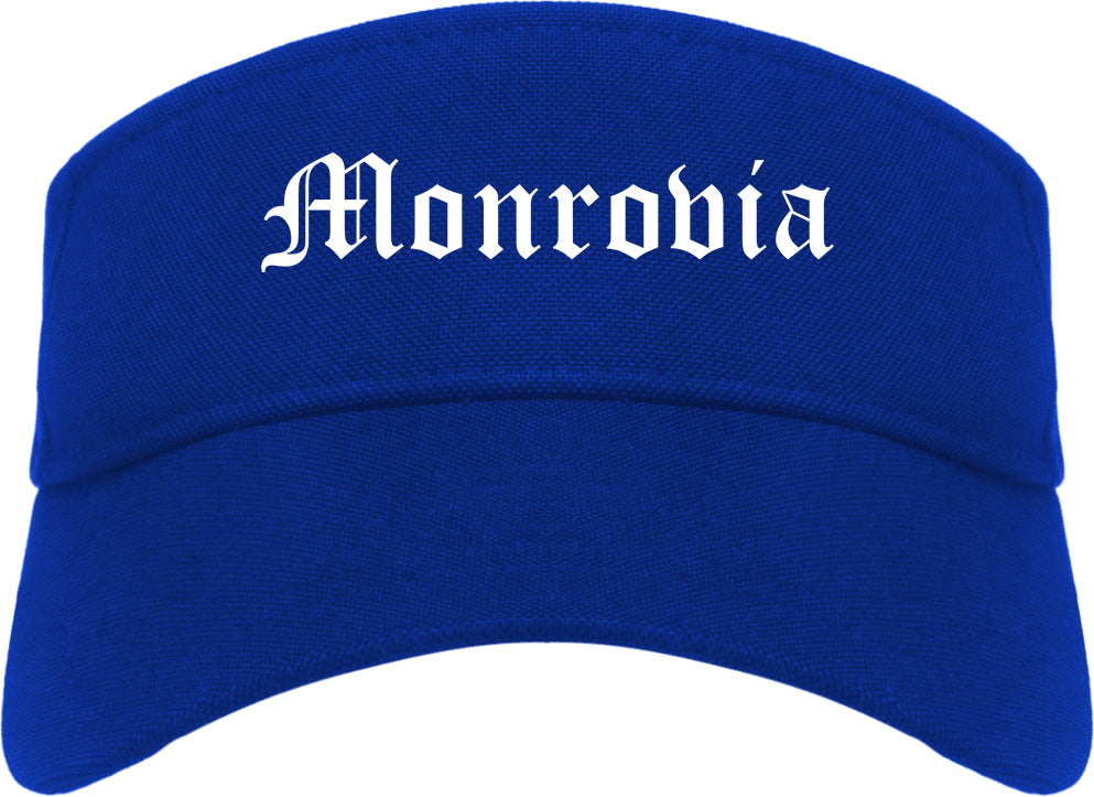 Monrovia California CA Old English Mens Visor Cap Hat Royal Blue
