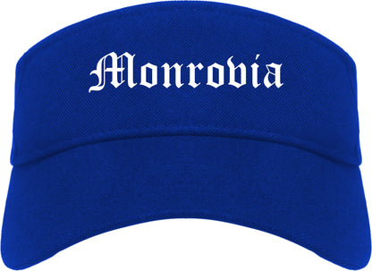 Monrovia California CA Old English Mens Visor Cap Hat Royal Blue