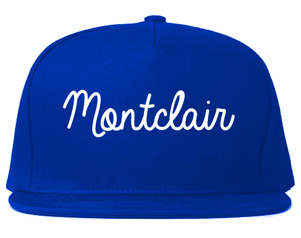 Montclair California CA Script Mens Snapback Hat Royal Blue