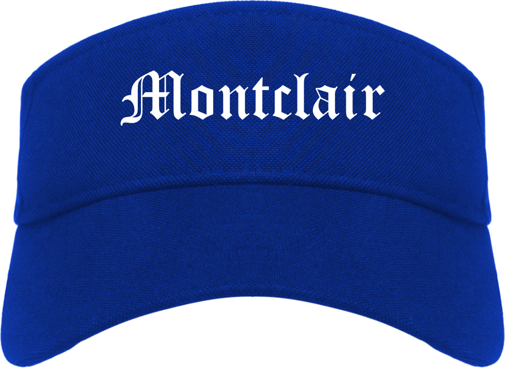 Montclair California CA Old English Mens Visor Cap Hat Royal Blue