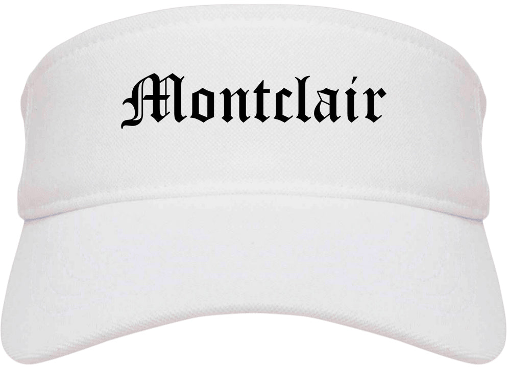 Montclair California CA Old English Mens Visor Cap Hat White