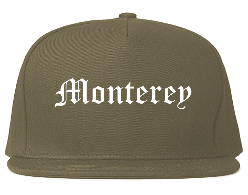 Monterey California CA Old English Mens Snapback Hat Grey