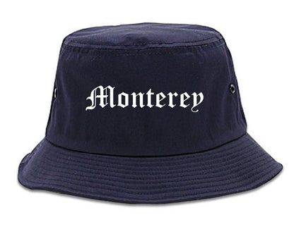 Monterey California CA Old English Mens Bucket Hat Navy Blue