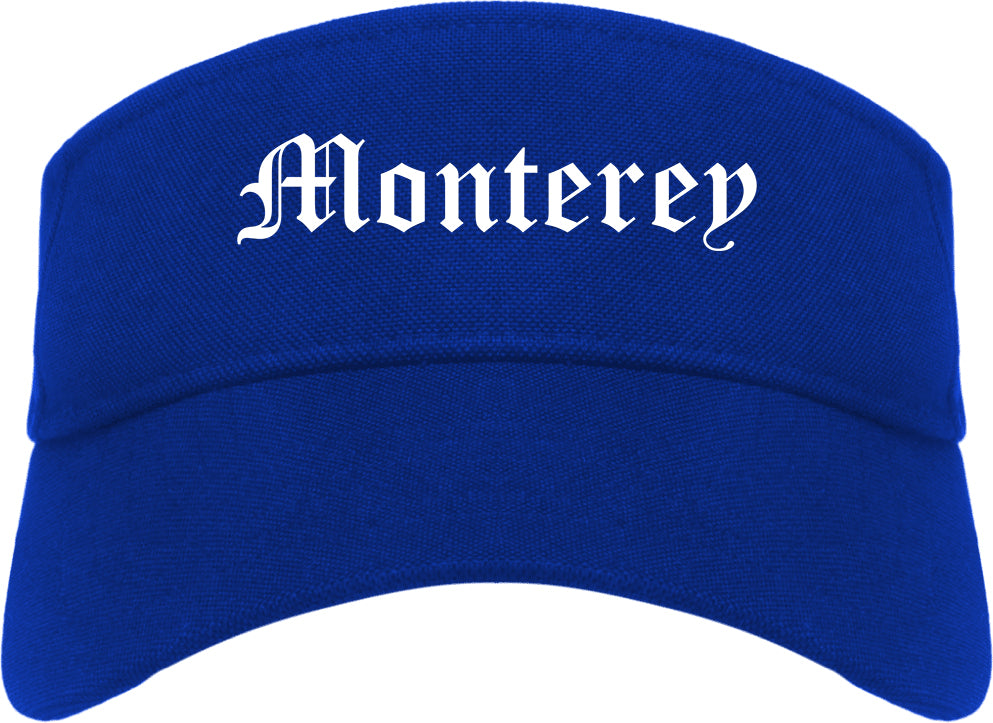 Monterey California CA Old English Mens Visor Cap Hat Royal Blue