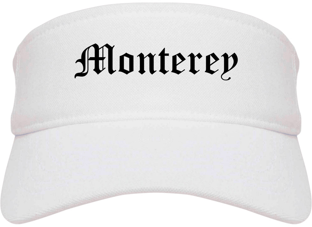 Monterey California CA Old English Mens Visor Cap Hat White