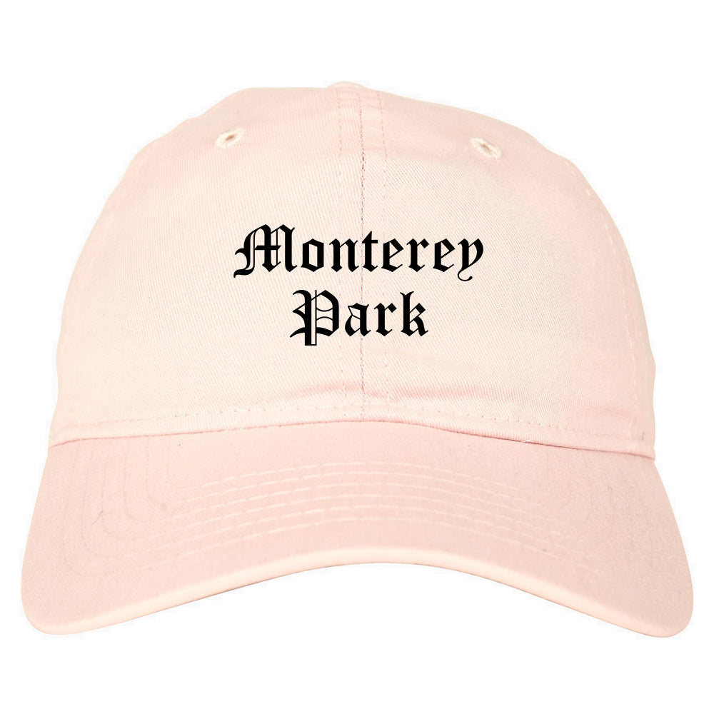Monterey Park California CA Old English Mens Dad Hat Baseball Cap Pink