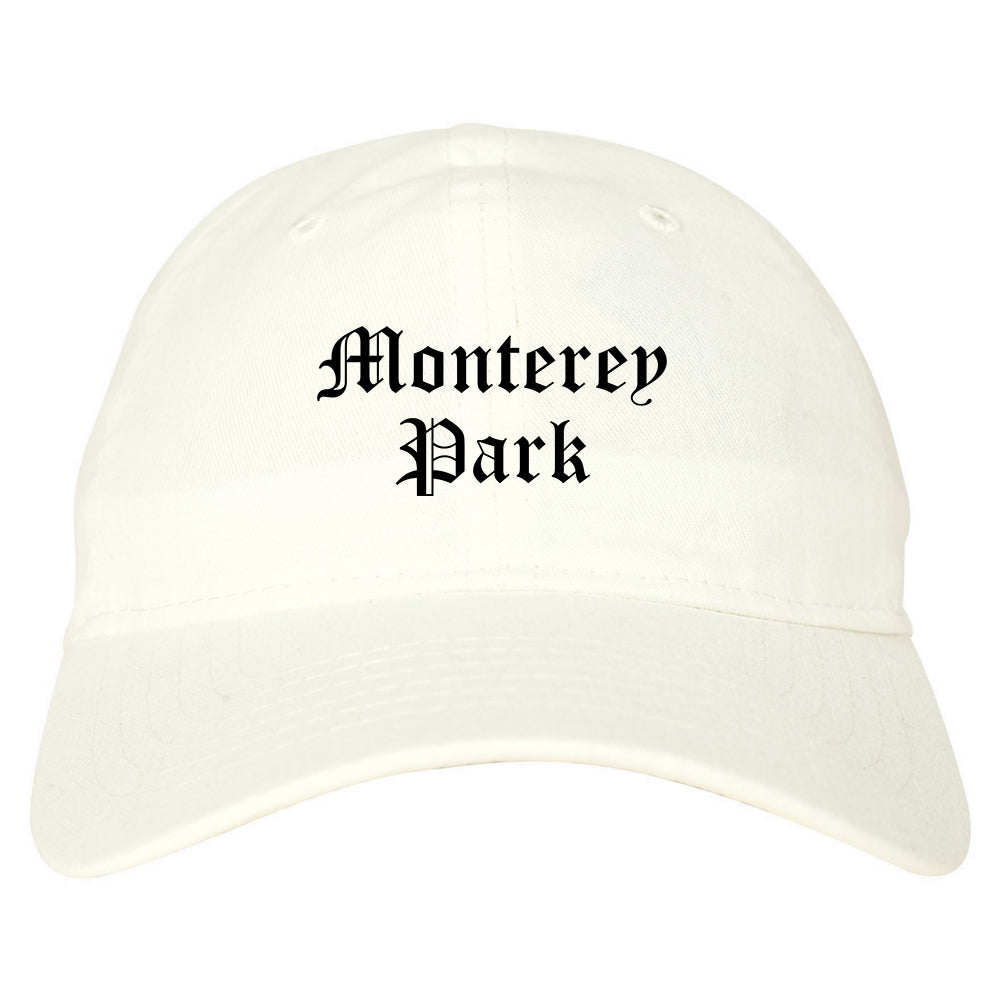 Monterey Park California CA Old English Mens Dad Hat Baseball Cap White