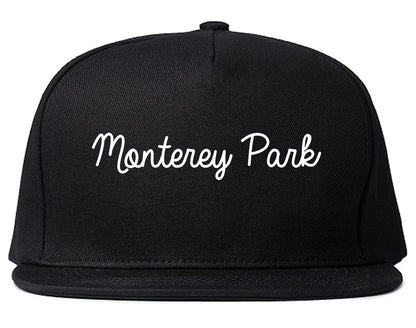 Monterey Park California CA Script Mens Snapback Hat Black