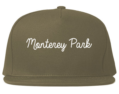 Monterey Park California CA Script Mens Snapback Hat Grey