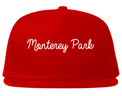 Monterey Park California CA Script Mens Snapback Hat Red