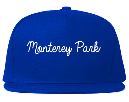 Monterey Park California CA Script Mens Snapback Hat Royal Blue