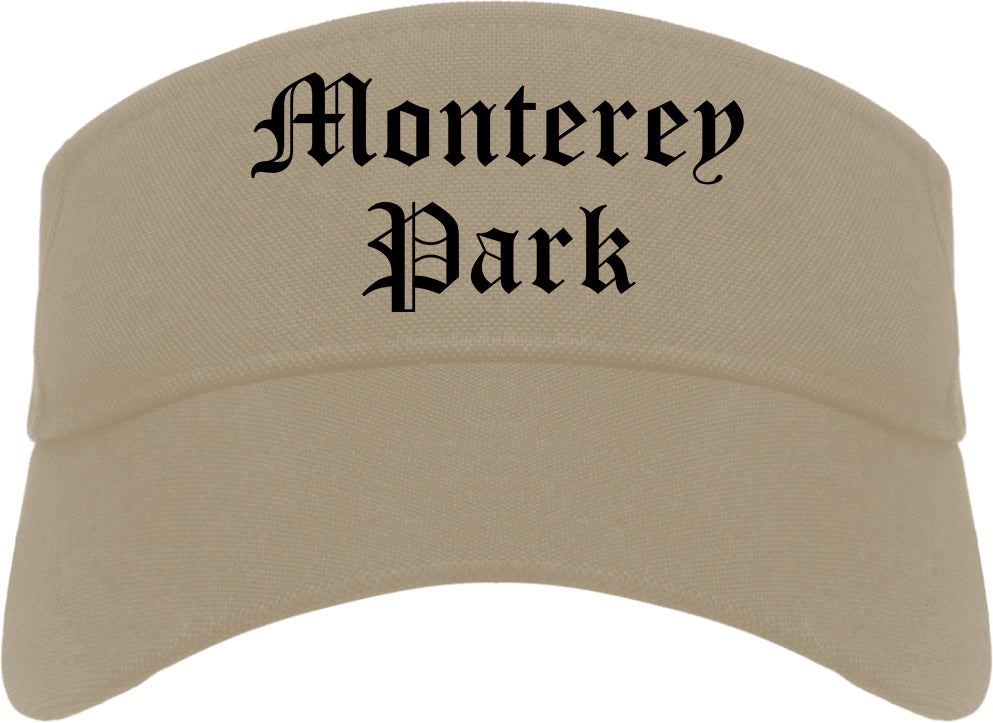 Monterey Park California CA Old English Mens Visor Cap Hat Khaki