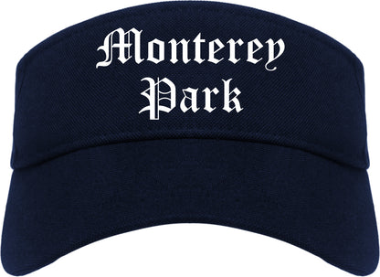 Monterey Park California CA Old English Mens Visor Cap Hat Navy Blue