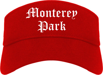 Monterey Park California CA Old English Mens Visor Cap Hat Red