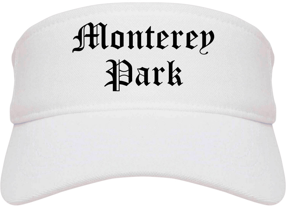 Monterey Park California CA Old English Mens Visor Cap Hat White