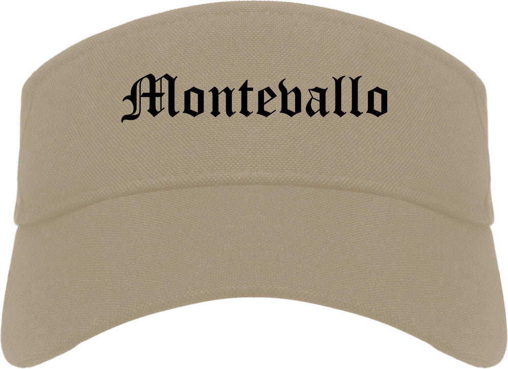 Montevallo Alabama AL Old English Mens Visor Cap Hat Khaki