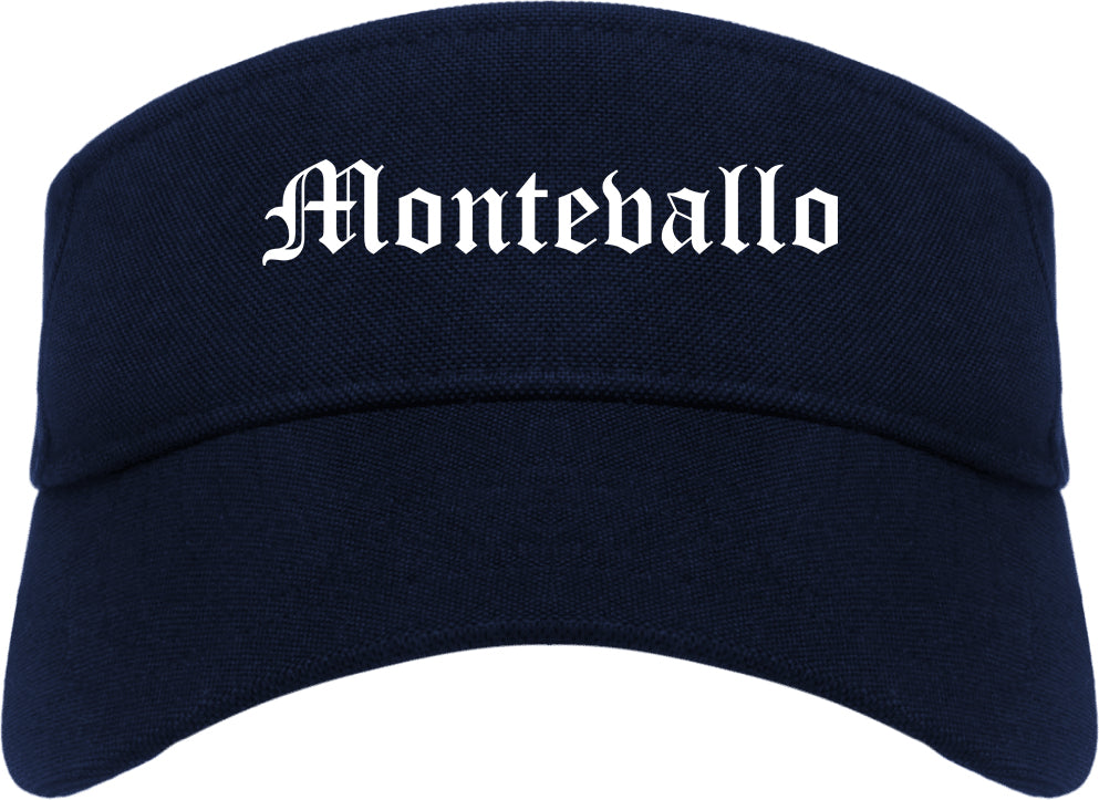 Montevallo Alabama AL Old English Mens Visor Cap Hat Navy Blue