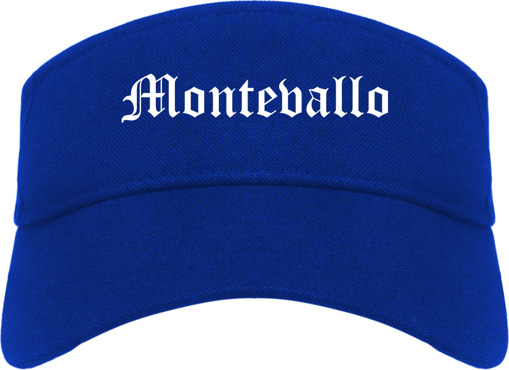 Montevallo Alabama AL Old English Mens Visor Cap Hat Royal Blue