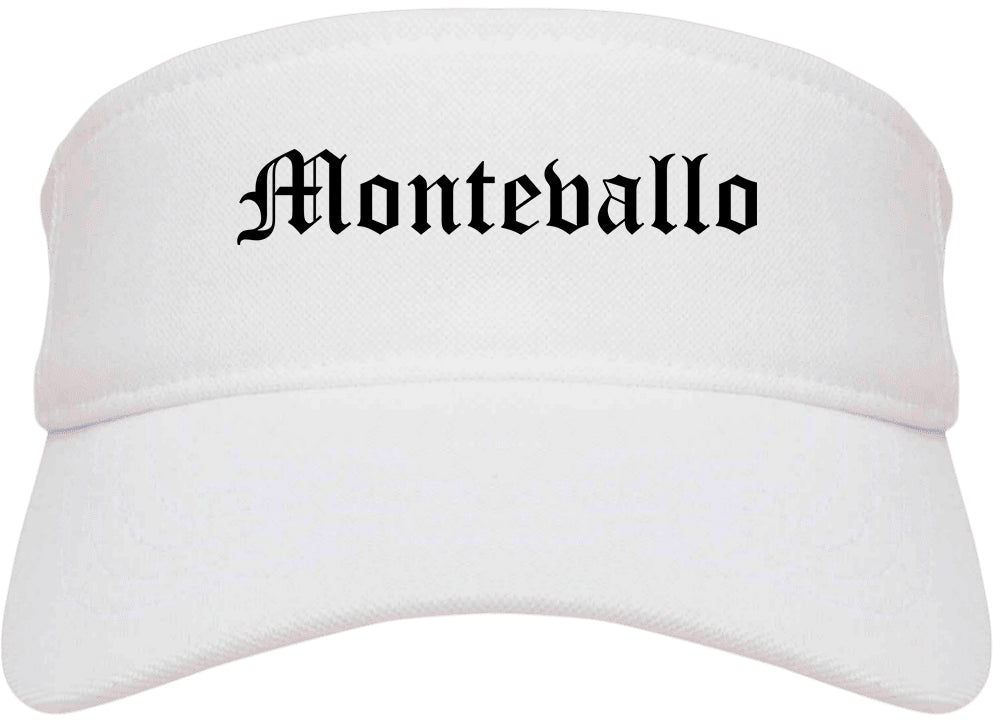 Montevallo Alabama AL Old English Mens Visor Cap Hat White